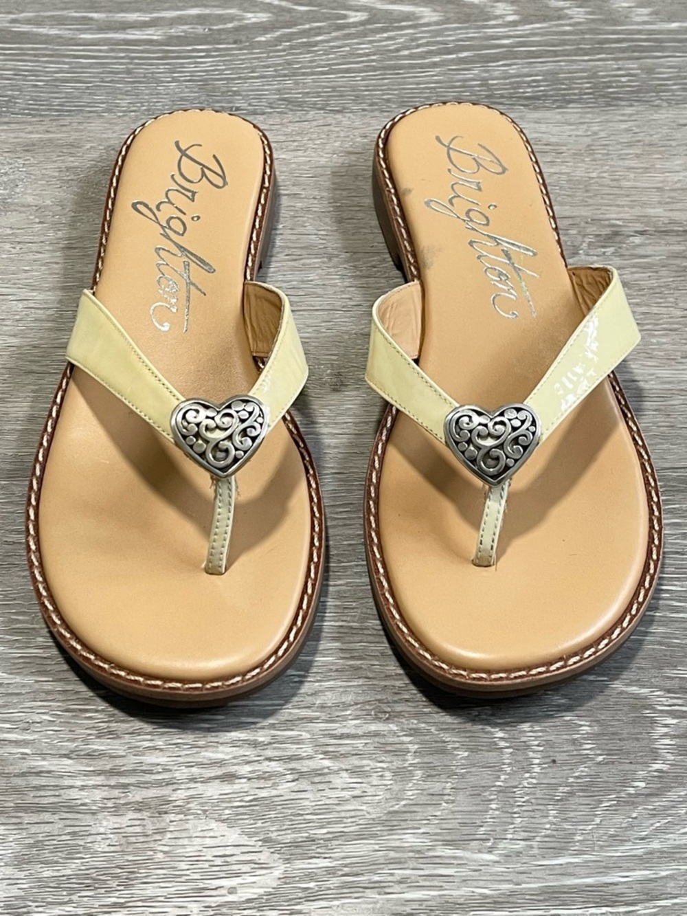 Brighton Orla Yellow Thong Sandals with Heart Detail Size 7.5